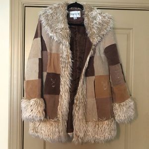 Vintage Playboy Leather Suede Patchwork Fur Coat